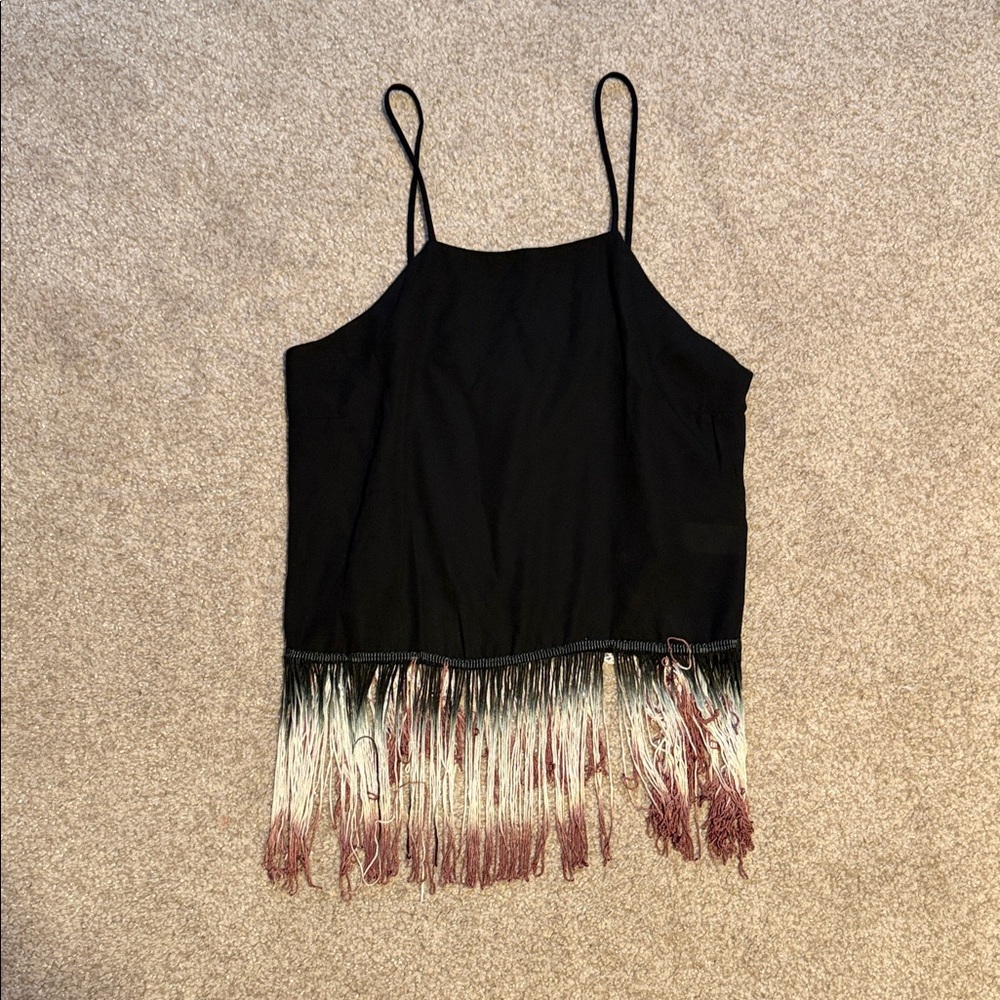 Miami Black and Multicolor Fringe Cami Top